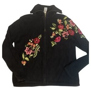 Vintage Tiara International Full Zip Sweater Womens Large Floral Granny Cottage